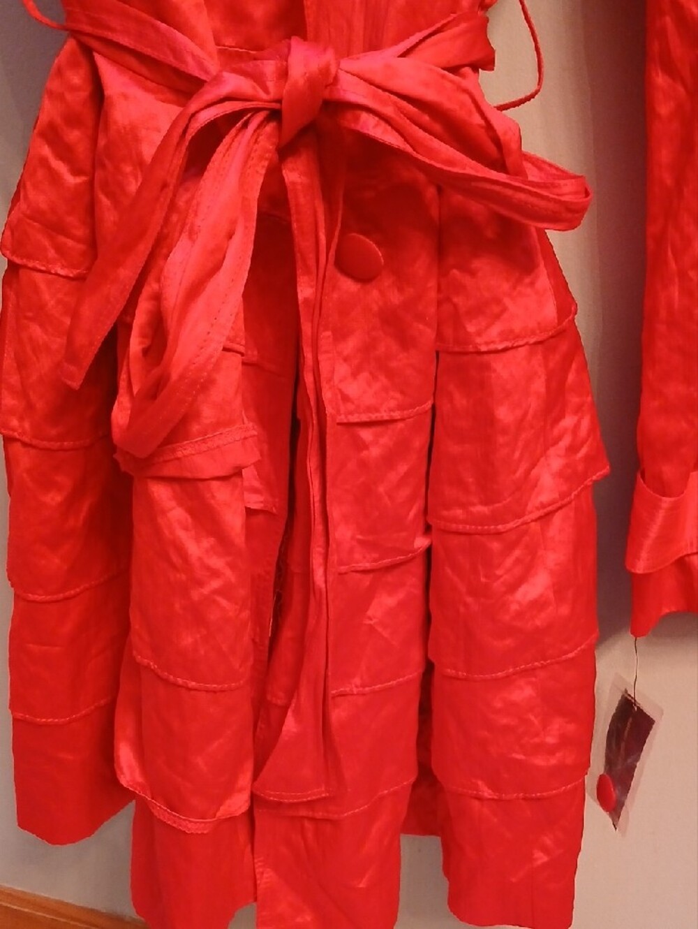 INC International Concepts Bright Red Double-Breasted Trench Coat - Picture 2 of 9